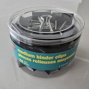 Staples Medium Binder Clips - Black - 24 Pack